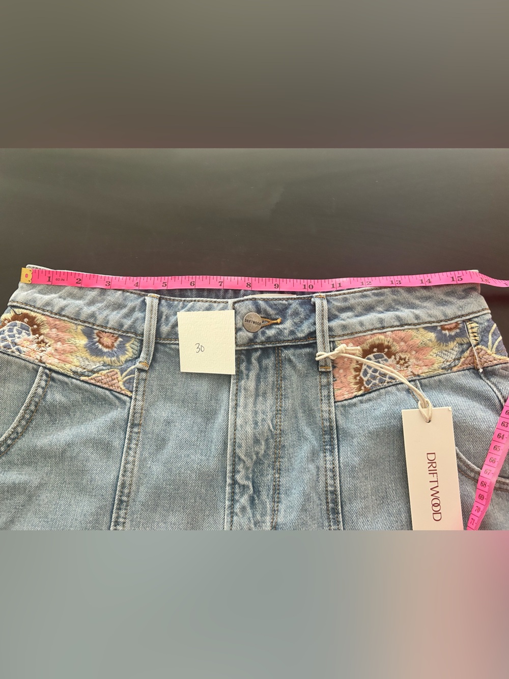 Driftwood Phoebe Romantic Rhapsody Embroidered Denim Shorts NWT festival - Picture 13 of 16